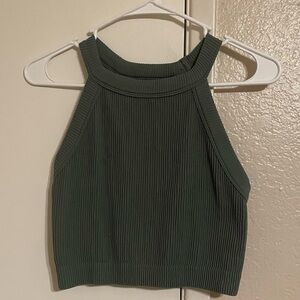 Green Aerie ribbed tank top with built in bra